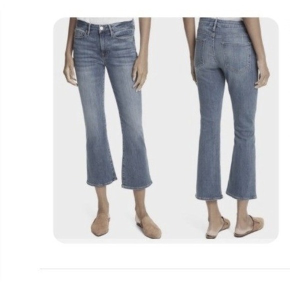 FRAME Denim - FRAME Le One Crop Mini Boot Jeans Womens Size 2 Medium Wash Blue High Rise Flare